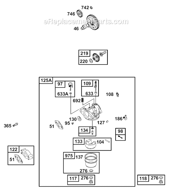 Page D Diagram and Parts List for 12B400SERIES  Briggs and Stratton Engine